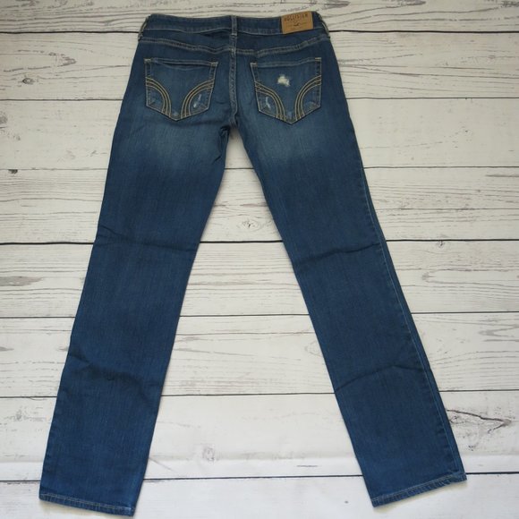 Hollister Distressed Straight Leg Low Rise Denim Jeans - Size 3S - Picture 1 of 6